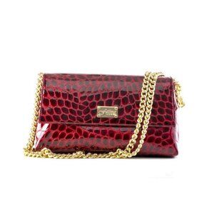 Betty Embossed Crocodile Red Shoulder Bag Large Flap bag